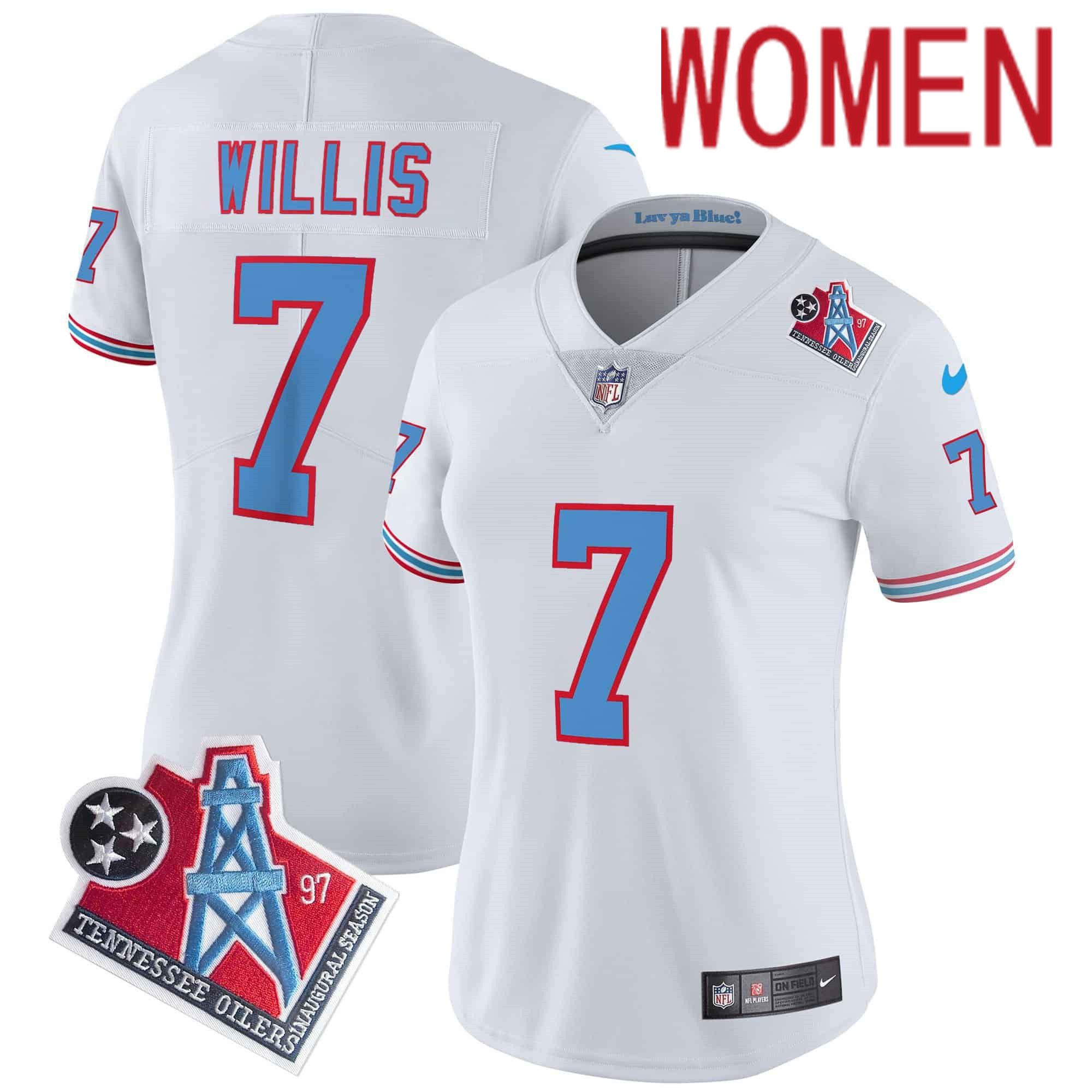 Women Tennessee Titans #7 Willis White 1997 Throwback 2024 Nike Limited Vapor NFL Jersey